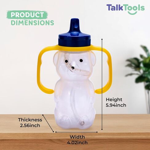 TalkTools Honey Bear Straw Cup - Special Needs Assistive Sippy Cup Inspire Straw Drinking, Spill Proof & Leak Resistant Lid, Food Grade Baby Bottle To Help Teach Lip Rounding, Tongue Retraction - 7 Oz in Kuwait