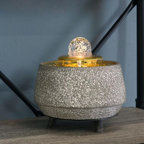 Sunnydaze Tranquil Sands Polystone Indoor Tabletop Water Fountain with Glass Ball - 6-Inch H - LED Light - Electric Submersible Pump in Saudi Arabia