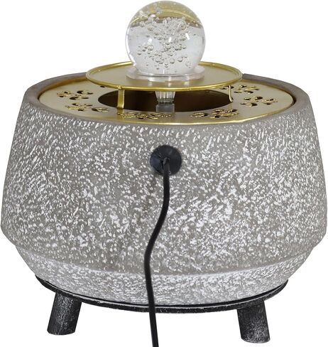 Sunnydaze Tranquil Sands Polystone Indoor Tabletop Water Fountain with Glass Ball - 6-Inch H - LED Light - Electric Submersible Pump in Saudi Arabia