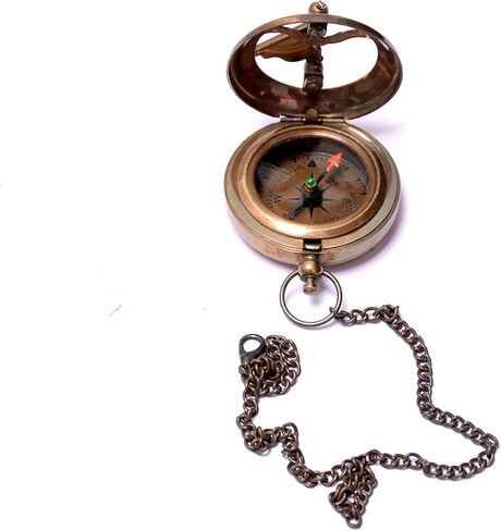 Sundial Compass with Antique Nautical Solid Pocket Sun Dial Compass in Wooden Box Vintage Polish with Brass Finish Navigate Device Nautical Marine Gift Collection in Kuwait