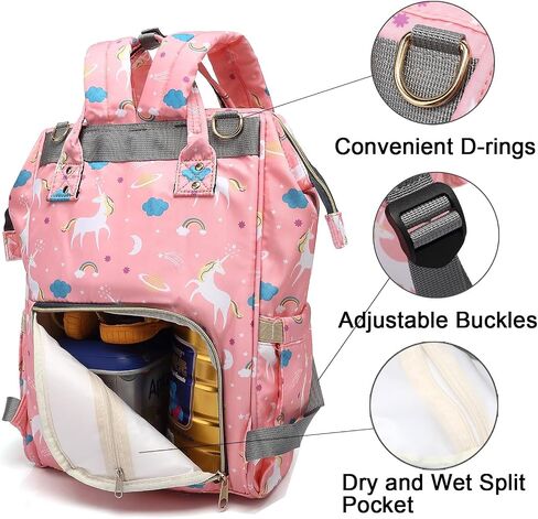 ERGO QUEEN Diaper Bag Set, Multifunction 8-in-1 Baby Care Backpack for Mom Dad, Large Capacity, Unisex Travel Back Pack, Waterproof Wet Dry Bags, Baby Nursing Organizer, Pink in Saudi Arabia
