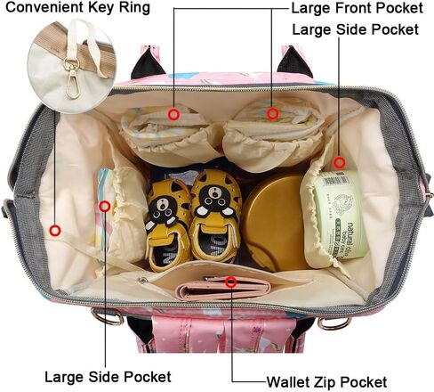 ERGO QUEEN Diaper Bag Set, Multifunction 8-in-1 Baby Care Backpack for Mom Dad, Large Capacity, Unisex Travel Back Pack, Waterproof Wet Dry Bags, Baby Nursing Organizer, Pink in Saudi Arabia