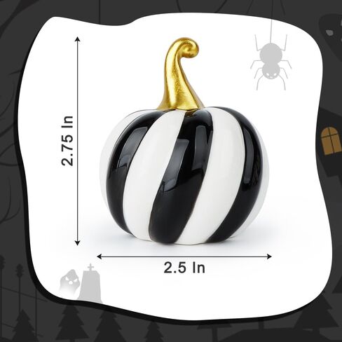 6 قطع من القرع الخزفي لديكور الهالوين، قرع بوو باللونين الأبيض والأسود للطاولة، وصينية متدرجة، وتزيين المكتب والرف - ديكورات الهالوين الداخلية للمنزل in Kuwait