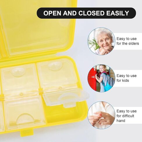 Wikineon Pill Box Pill Organiser Tablet Organiser Medicine Storage Box for Vitamins Medication, Suitable Portable in Pocket Bag for Trip Waterproof 9 Compartments Pill Organizer, Medication Organizer in Kuwait