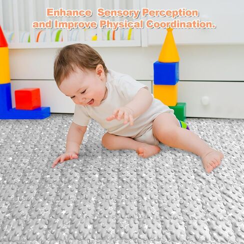 سجادات لعب الأطفال، سجادة لعب الأطفال الحسية اللمسية للأرضية، سجادة ناعمة لوقت البطن لتنمية المهارات الحسية والحركية، سجادات لعب مبطنة غير قابلة للانزلاق قابلة للغسل في الغسالة للرضع والرضع والأطفال الصغار in Kuwait