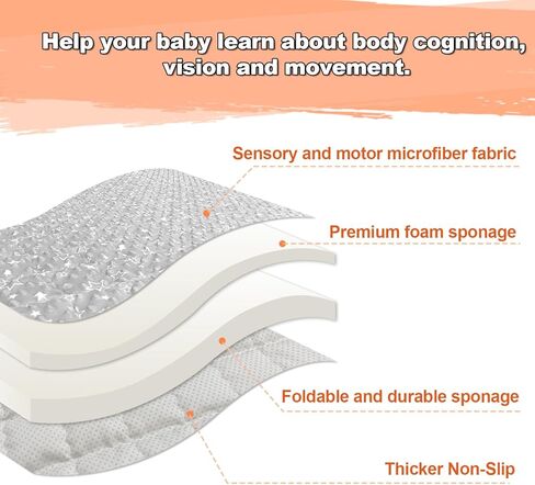 سجادات لعب الأطفال، سجادة لعب الأطفال الحسية اللمسية للأرضية، سجادة ناعمة لوقت البطن لتنمية المهارات الحسية والحركية، سجادات لعب مبطنة غير قابلة للانزلاق قابلة للغسل في الغسالة للرضع والرضع والأطفال الصغار in Kuwait