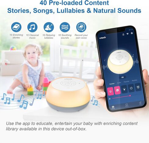 VTech BC8213 V-Hush Junior Sleep Soother - 40 Stories, Songs & Sounds, Record Your Voice, Bluetooth Speaker, Color Night Light & Ceiling Projector in Saudi Arabia