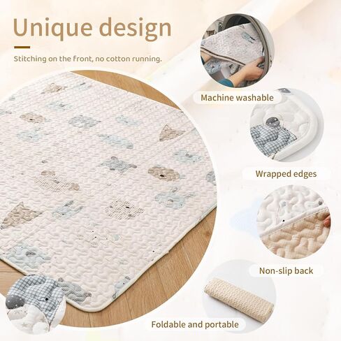 سجادة لعب للأطفال مقاس 50 بوصة × 50 بوصة، سجادة لعب للأطفال للأرضية غير قابلة للانزلاق وقابلة للغسل ومتوافقة مع TODALE LIAMST Ajulkrio، سجادات لعب كبيرة محمولة للسفر للأطفال الصغار والرضع in Kuwait