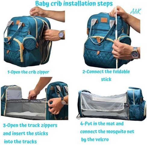 Diaper Bag Backpack Waterproof Large Travel Baby Changing Bags mini Backpack with Changing Station baby shower gifts (burgundy) in Kuwait