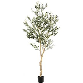 Realead 4ft Artificial Olive Tree, Fake Potted Olive Silk Tree, Tall Faux Olive Plants for Living Room Balcony Corner Home Office Decor