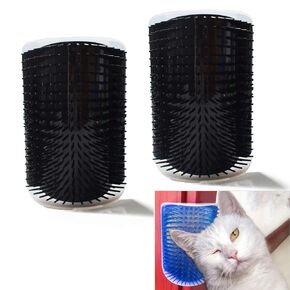 Hub's Gadget 2 Pack Cat Self Groomer, Wall Corner Massage Comb Grooming Brush, Black in Saudi Arabia