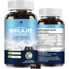 Shilajit Gummies, Pure Organic Shilajit Supplement with Ashwagandha for Men & Women from Himalayan, Chewables Shilajit with 85+ Trace Minerals & Fulvic Acid for Energy & Immune Support -60 Count in Kuwait
