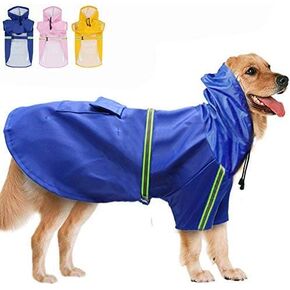 FEimaX Dog Raincoats Rain Poncho Coat Waterproof Rain Jacket with Hood for Medium and Large Dogs, Lightweight Hoodies Pet Windproof for Outdoor Walking (5XL (Chest: 41.3‘’, Body 33.4''), Orange)