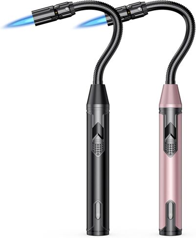 TOPKAY Torch Lighters, Lighters for Candles, Butane Refillable Windproof Torch Lighters, Long Flexible Neck Utility Lighters for Fireplace BBQ Grill Campfire Pilot Lights, 2 Pack (Without Butane) in Kuwait