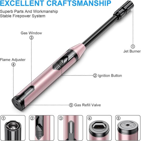 TOPKAY Torch Lighters, Lighters for Candles, Butane Refillable Windproof Torch Lighters, Long Flexible Neck Utility Lighters for Fireplace BBQ Grill Campfire Pilot Lights, 2 Pack (Without Butane) in Kuwait