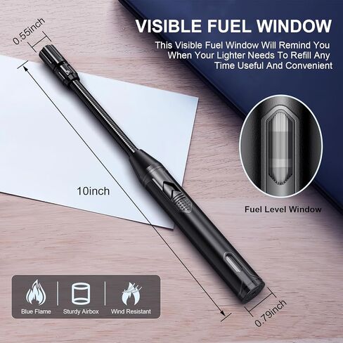 TOPKAY Torch Lighters, Lighters for Candles, Butane Refillable Windproof Torch Lighters, Long Flexible Neck Utility Lighters for Fireplace BBQ Grill Campfire Pilot Lights, 2 Pack (Without Butane) in Kuwait