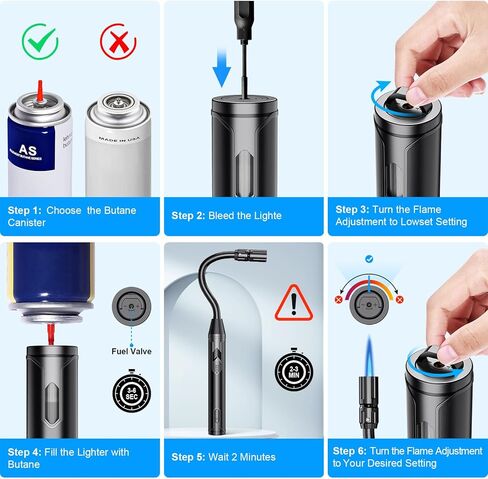 TOPKAY Torch Lighters, Lighters for Candles, Butane Refillable Windproof Torch Lighters, Long Flexible Neck Utility Lighters for Fireplace BBQ Grill Campfire Pilot Lights, 2 Pack (Without Butane) in Kuwait