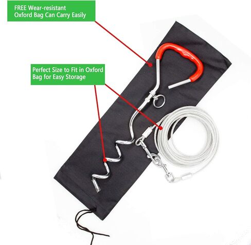 كابل ربط للكلاب وحصة بطول 32/16/10 قدم في الهواء الطلق، وساحة وتخييم، للكلاب المتوسطة والكبيرة التي يصل وزنها إلى 125 رطلاً، وحصة 16 بوصة، ومشغل كبل بطول 32/16/10 قدم مع زنبرك متين وخطاطيف معدنية للأماكن الخارجية (10 أقدام) ،أحمر) in Kuwait