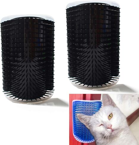 Hub's Gadget 2 Pack Cat Self Groomer، مشط تدليك زاوية الحائط، فرشاة العناية بالقطط، أسود in Saudi Arabia