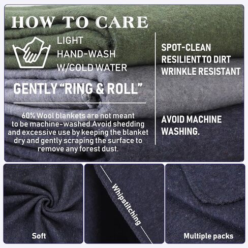Preboun 6 Pcs Fire Retardant Emergency Blankets 60x80 Throw,Olive Green in Saudi Arabia