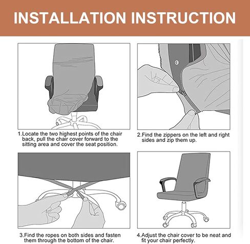 غطاء منزلق لكرسي مكتب الكمبيوتر من Eco-Ancheng، غطاء كرسي دوار عالمي لكرسي المكتب، أغطية كرسي الرئيس مع أغطية كراسي الألعاب بسحاب متين، غطاء منزلق للكرسي الخلفي العالي لكرسي الكمبيوتر المكتبي (L، 28) in Kuwait