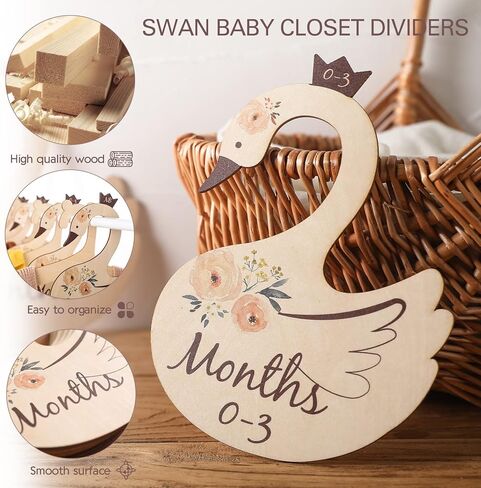 ibwaae Wooden Baby Closet Size Divider Organizer Hanger Clothing Dividers for Newborn Nursery Decor Infant to 24 Months in Kuwait