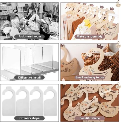 ibwaae Wooden Baby Closet Size Divider Organizer Hanger Clothing Dividers for Newborn Nursery Decor Infant to 24 Months in Kuwait