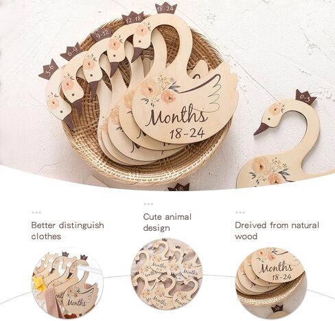 ibwaae Wooden Baby Closet Size Divider Organizer Hanger Clothing Dividers for Newborn Nursery Decor Infant to 24 Months in Kuwait