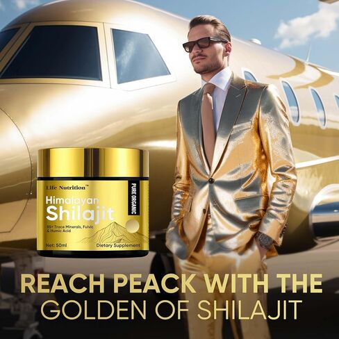 شيلاجيت راتنج الهيمالايا العضوي النقي، 500 مجم مكمل من راتنج شيلاجيت الطبيعي مع 85+ مركب معادن نادرة للطاقة ودعم المناعة والصحة العامة in Kuwait