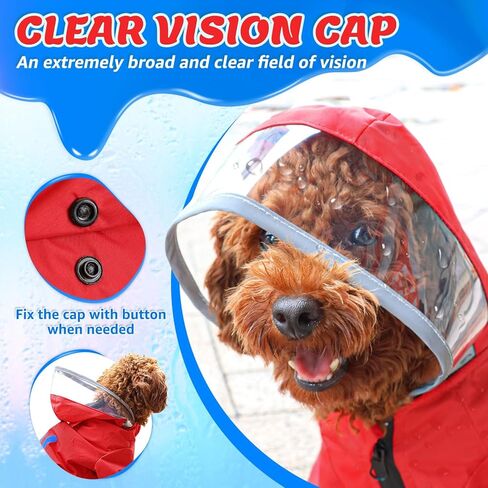 معطف واق من المطر للكلاب من لوكوفي - سترة مطر للكلاب بغطاء رأس مقاومة للماء مع جيب للتخزين، معطف للكلاب قابل للتعديل مع أشرطة عاكسة للكلاب الصغيرة والمتوسطة والكبيرة (أحمر، مقاس M) in Kuwait