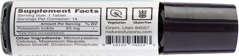 أقراص نوتري يوديد البوتاسيوم 65 ملغ - حجم السفر للأطفال 14 قرص حبوب يوديد البوتاسيوم - أقراص يوديد البوتاسيوم الواقية للغدة الدرقية 65 ملغ - حبوب يودو ناسينتي كي (14 قرص) in Kuwait