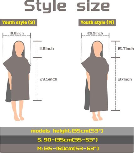 Rainleaf Surf Poncho Kids Changing Towel Quick Dry Pool Swim Beach Towel with Hood and Front Pocket Warm and Soft Microfiber Robe Towel-Bee-S(19"X29") in Kuwait