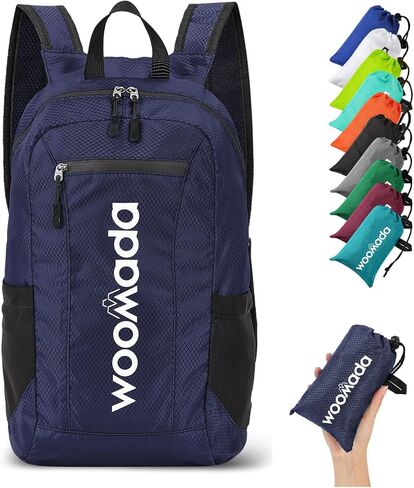 حقيبة ظهر WOOMADA 16L خفيفة الوزن للغاية وقابلة للتعبئة ومقاومة للماء للسفر والتنزه حقيبة ظهر نهارية سهلة الاستخدام وقابلة للطي للتخييم في الهواء الطلق in Kuwait