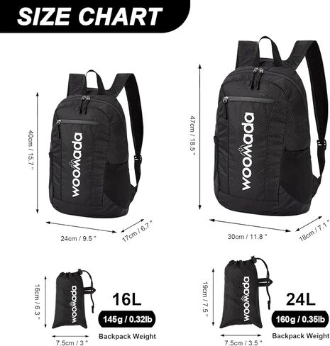 حقيبة ظهر WOOMADA 16L خفيفة الوزن للغاية وقابلة للتعبئة ومقاومة للماء للسفر والتنزه حقيبة ظهر نهارية سهلة الاستخدام وقابلة للطي للتخييم في الهواء الطلق in Kuwait