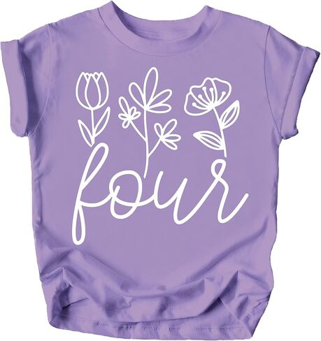 Olive Loves Apple Floral 4th Birthday Shirt for Little Girls Fourth Birthday Outfit in Saudi Arabia