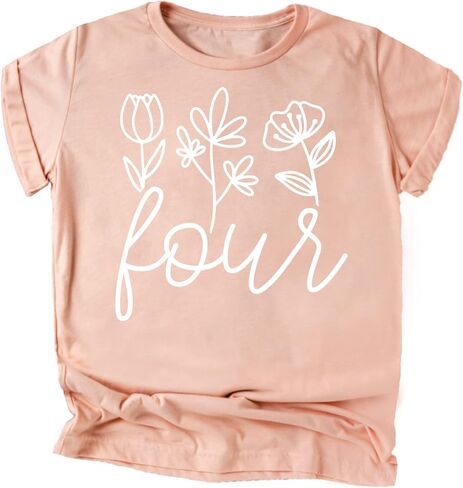 Olive Loves Apple Floral 4th Birthday Shirt for Little Girls Fourth Birthday Outfit in Saudi Arabia
