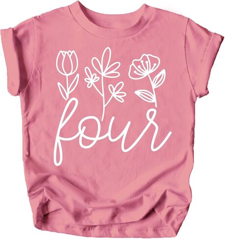 Olive Loves Apple Floral 4th Birthday Shirt for Little Girls Fourth Birthday Outfit in Saudi Arabia