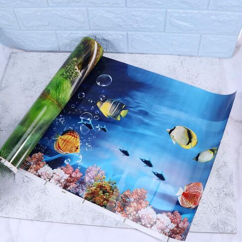 بو بيت بوب ستيكر لاصق ثلاثي الابعاد لخلفية حوض السمك، ورق حائط لاصق مزدوج الجوانب لتزيين حوض الاسماك تحت الماء (102 × 40 سم) in Kuwait