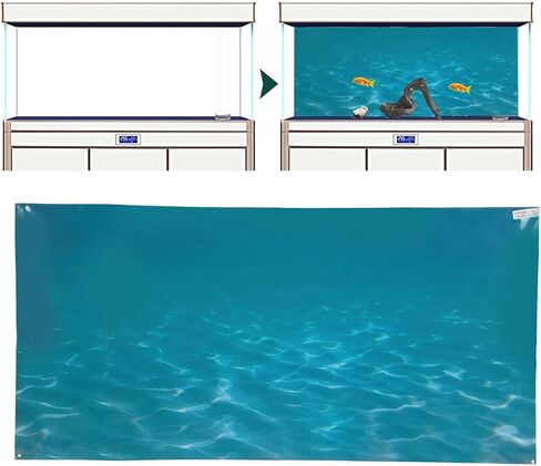 Zerodis Aquarium Poster, Underwater Paper Cling Decals Sticker with Sea Water Pattern Aquarium Wallpaper Background Decoration Picture PVC Adhesive Poster (61 * 30CM) in Saudi Arabia