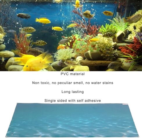 Zerodis Aquarium Poster, Underwater Paper Cling Decals Sticker with Sea Water Pattern Aquarium Wallpaper Background Decoration Picture PVC Adhesive Poster (61 * 30CM) in Saudi Arabia