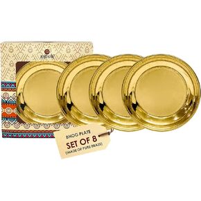 CRAFTSMAN SATVIK Set of 12 Pieces Pure Brass Pujan Prasad Bhog Thali Mandir Temple Indian Hindu Rituals Diwali Festive Kahnaji Bhog Puja Plate