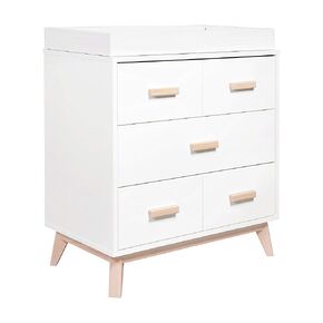 Babyletto Scoot 3-Drawer Changer Dresser with Removable Changing Tray in Natural Walnut, Greenguard Gold Certified