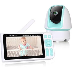 جهاز مراقبة الأطفال BLAZEVIDEO 1080p FHD مع شاشة 5 بوصات، نطاق 3000 قدم، صوت ثنائي الاتجاه، رؤية ليلية، تهويدات، بطارية 5000 مللي أمبير في الساعة وتكبير/تصغير قابل للإمالة in Kuwait