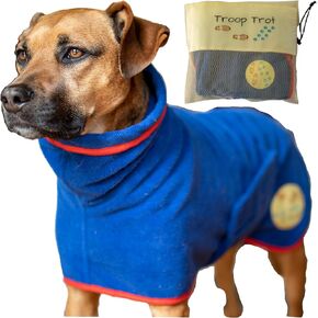 Troop Trot - Dog Bathrobe - Dog Towels for Drying Dogs - Super Absorbent Pet Bathrobe - Premium Dog Robes for After Bath - Quick Drying Microfiber Dog Towel Wrap (XL, Bark Blue)