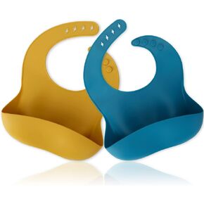 Socub Silicone Baby Bibs, Comfortable Waterproof Silicone Bibs for Babies & Toddlers, BPA Free, with Food Catcher Pocket