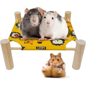 JSLZF Wooden Guinea Pig Bed Elevated Rat Hammock with Stand Cute Detachable Pet Hut Habitat for Guinea Pig Rat Hamster Dwarf Rabbit in Kuwait