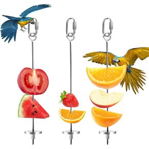 فانسونتا 3 قطع من حامل طعام قفص الطيور من الستانلس ستيل، سيخ علف الطيور والببغاء المعلق، ملحقات قفص الطيور للببغاوات والببغاء الصغيرة والكونيور والبادجي والعصافير in Kuwait