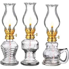 3 Pack Vintage Oil Lamps for Indoor Use,8 Inch Height Kerosene Lamp with Hurricane Glass,Rustic Kerosene Lantern for Home Emergency Lighting,Tabletop Decor (3 Pack Oil lamp) in Kuwait
