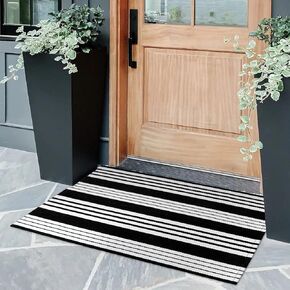 OJIA Front Door Mat 24"x51", Machine Washable Porch Rug Outdoor Door Mat Striped Entryway Rugs Indoor Outdoor Rugs Cotton Hand-Woven Entry Rug for Kitchen/Bathroom/Farmhouse/Home Entrance in Kuwait