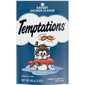 TEMPTATIONS Classic Treats for Cats Savory Salmon Flavor 3 Ounces (Pack of 12)